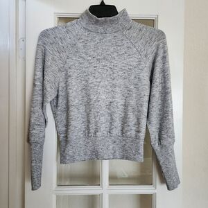 Maeve by Anthropologie Heather Gray Mock Neck Ribbed Hem Fall Sweater Size XS